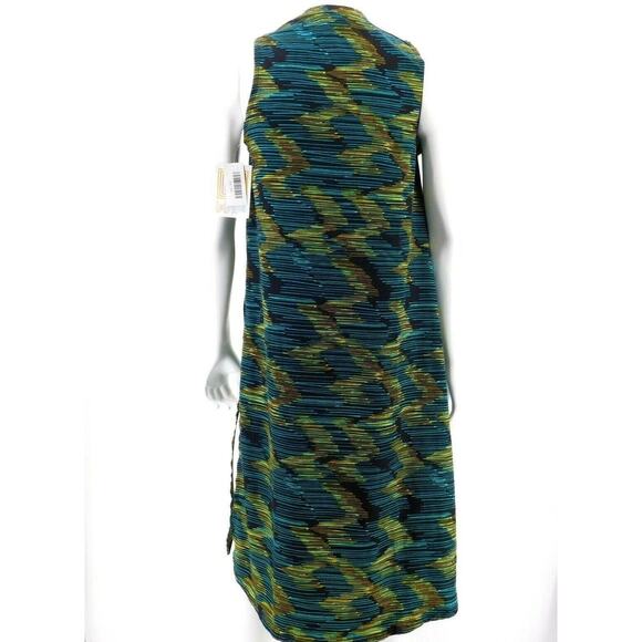 Lularoe Joy Womens Black Green Blue Stripe Open Sleeveless Cardigan Top X-Small - Picture 4 of 5